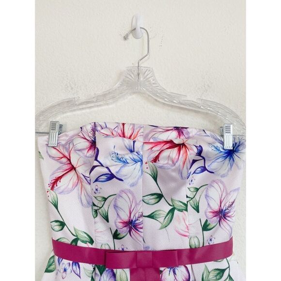 Marchesa Strapless Printed Mikado Corseted Dress - Picture 12 of 12